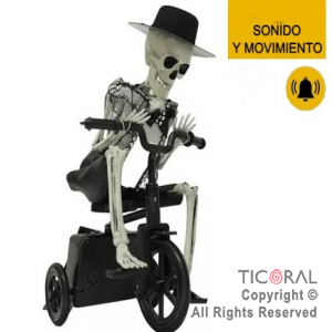 MU�ECO ESQUELETO EN BICICLETA CON SOMBRERO MOVIMIENTO Y SONIDO PS X 1